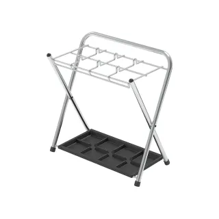 【SHIMOYAMA 霜山】簡約風不鏽鋼8格傘架/雨傘收納架-附集水盤(雨傘架/傘桶/放傘架)