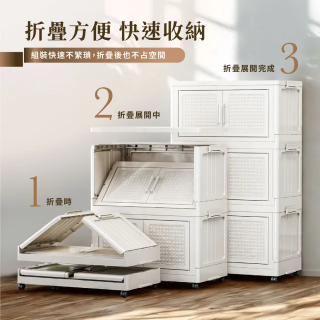 【ONE HOUSE】56寬 250L 阪藤加深款折疊收納櫃/收納箱-五層(衣櫃 置物櫃 收納架 五層櫃 摺疊收納 雙開門)