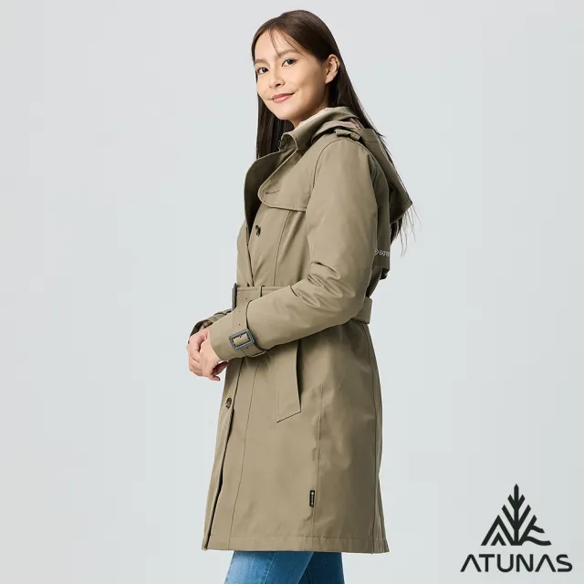 【ATUNAS 歐都納】女GORE-TEX+羽絨防風防水保暖長版二件式外套(A2GT2509W摩卡棕/風衣/休閒旅遊/賞雪/大衣)