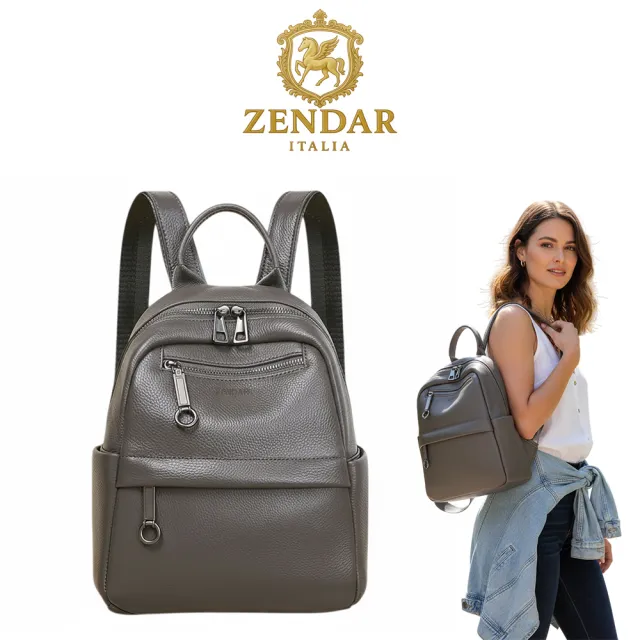 【ZENDAR】直播限定 限量1折 頂級超柔軟小牛皮後背包 伊雷妮系列 全新專櫃展示品(鐵灰色)