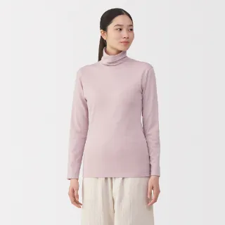【MUJI 無印良品】女棉保暖厚織高領長袖T恤(柔白/灰白/黑色/淺粉)