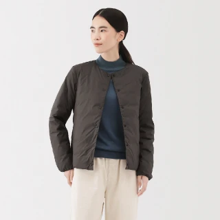 【MUJI 無印良品】女輕量羽絨可攜式無領外套(黑色/淺米/煙燻粉/深棕)