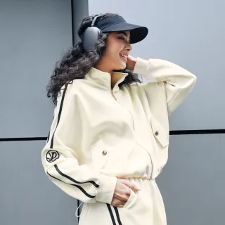 【YUANDONGLI 元動力】寬鬆立領抽繩短版運動外套(白；S-L；4253171602)