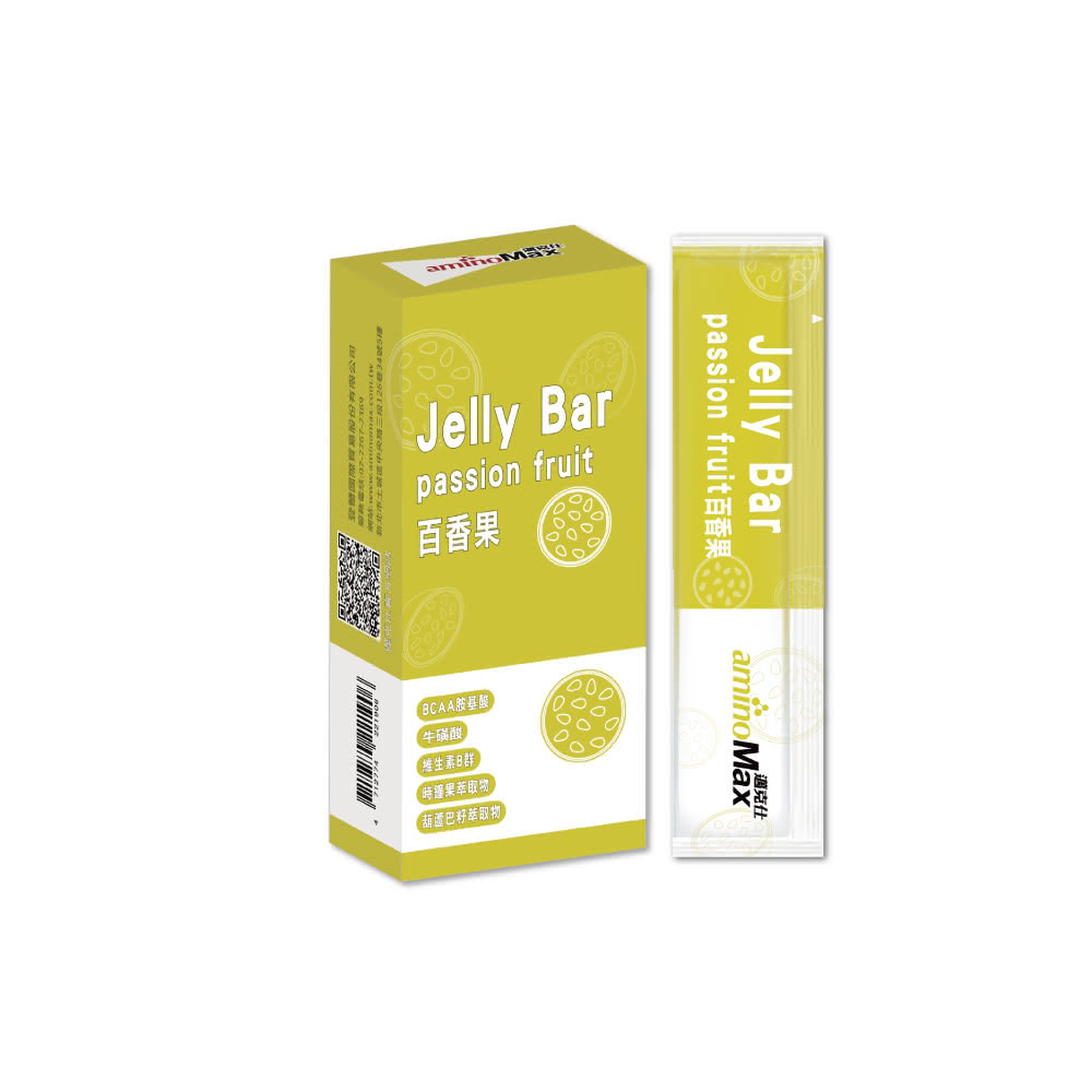 【AminoMax 邁克仕】Jelly Bar能量果晶凍條-百香果風味7條/盒 2盒/組(果凍條)