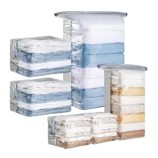 【TAI LI 太力】新一代超值8件組免抽氣手壓真空收納壓縮袋(2特大立體+6中號立體)