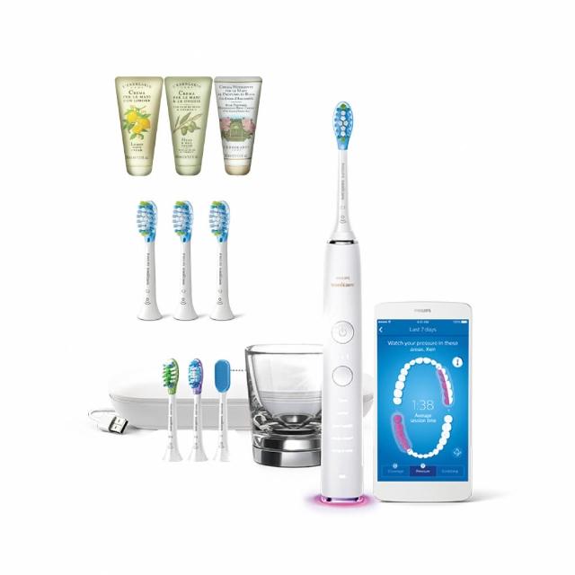 【Philips 飛利浦】Sonicare 鑽白極淨智能鑽石音波震動牙刷/電動牙刷-晶鑽白HX9924/02