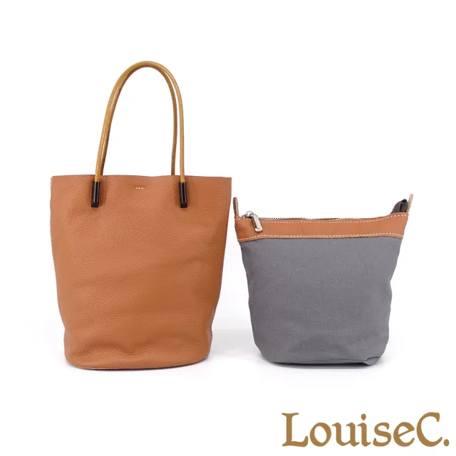 【LouiseC.】雙11 Tree House 牛皮 前插袋 手提斜背真皮水桶包 3色 可拆式內袋設計 真皮包包 CC304