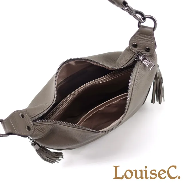 【LouiseC.】雙11 Tree House 牛皮 兩側流蘇多隔層 肩背斜背真皮包 4色 雙背帶設計 真皮包包 CC5077