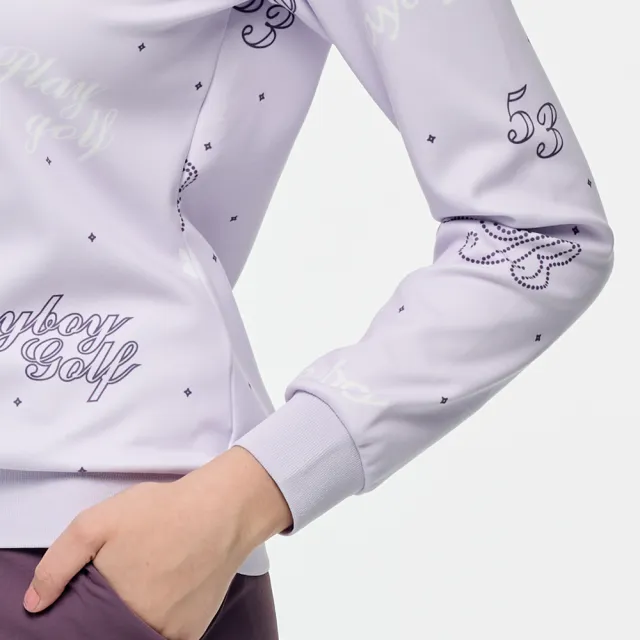 【PLAYBOY GOLF】女款字母印花蓄熱保暖立領上衣-紫(吸濕排汗/高爾夫球衫/KA25223-65)
