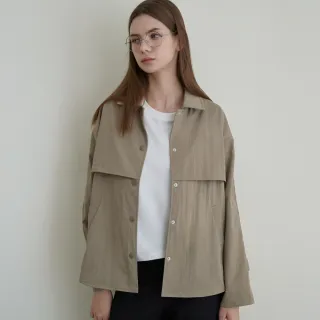 【GIORDANO 佐丹奴】女裝寬鬆翻領風衣外套(53 卡其綠)