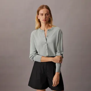 【CALVIN KLEIN】官方旗艦館CK 技術美麗諾羊毛開襟外套_綠色