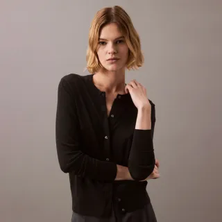 【CALVIN KLEIN】官方旗艦館CK 技術美麗諾羊毛開襟外套_黑色