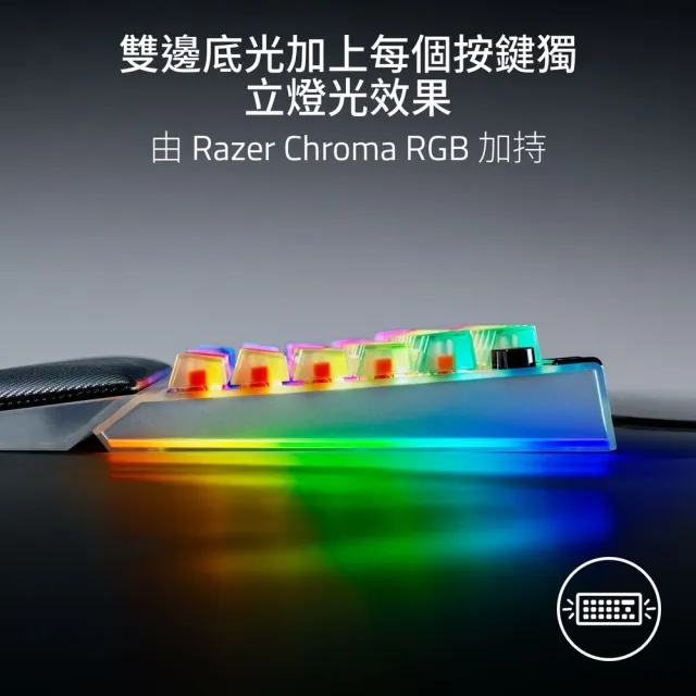 【Razer 雷蛇】BlackWidow 黑寡婦蜘蛛幻彩版 V4 75% Phantom White幻影白 – (英文)機械式電競鍵盤