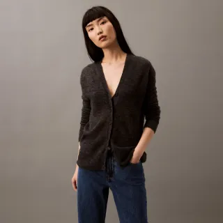 【CALVIN KLEIN】官方旗艦館CK 透視羊駝毛開襟外套_灰色