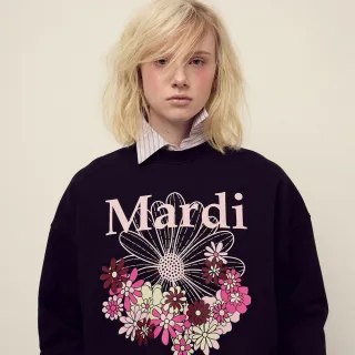 【MARDI MERCREDI】印花大學TEE 黑色 經典小雛菊 嘉年華粉花 純棉 SWEATSHIRT FLOWERMARDI JARDIN