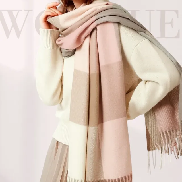 WOONUE】30款超柔羊毛質感英倫千鳥格紋圍巾披肩百搭圍巾斗篷巴寶莉風格