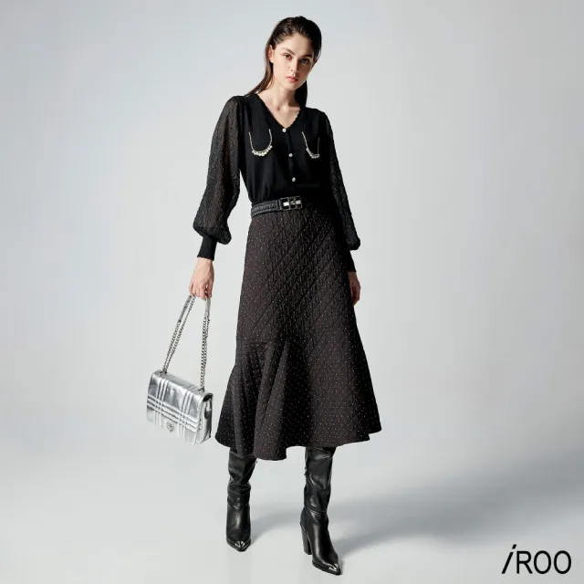 【iROO】輕奢燙鑽車格傘裙
