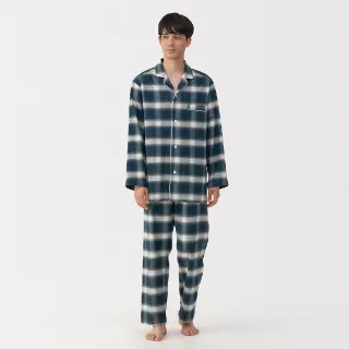 【MUJI 無印良品】男無側縫法蘭絨長袖家居睡衣(灰色 深藍 暗藍格紋 棕格紋 深灰紋樣 象牙白紋樣)