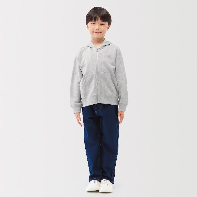【MUJI 無印良品】兒童裏毛拉鍊連帽外套(灰色/淺米/深藍)