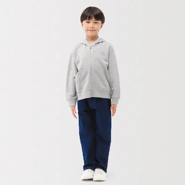 【MUJI 無印良品】兒童裏毛拉鍊連帽外套(灰色/淺米/深藍)
