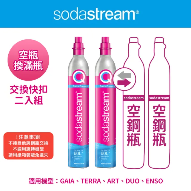 【Sodastream】CO2交換快扣鋼瓶425g-2入組(您須有2支空鋼瓶  僅適用快扣機種)