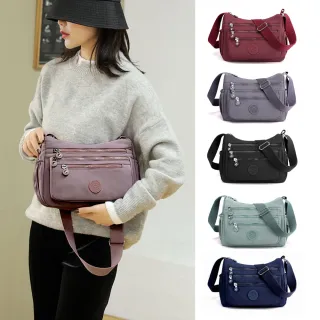 【吉豐洋行】買一送一組合 大容量休閒防潑水5層尼龍斜背包/單肩包(長輩最愛款 多款多色2入組)