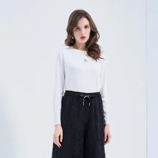 【HONOR 山形屋】品牌標誌圓領素面百搭上衣-白/黑