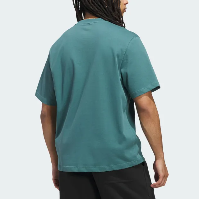 【adidas 愛迪達】Shmoo H Tee 男款 藍綠色 寬鬆 刺繡 Logo T恤 休閒 運動 短袖 JX5448