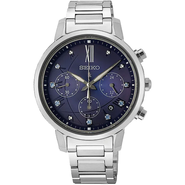 【SEIKO 精工】LUKIA 廣告推薦款 太陽能三眼計時女錶 開學禮 送禮 推薦(SSC921J1/V175-0FC0B)