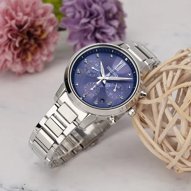 【SEIKO 精工】LUKIA 廣告推薦款 太陽能三眼計時女錶 送禮 禮物 推薦(SSC921J1/V175-0FC0B)