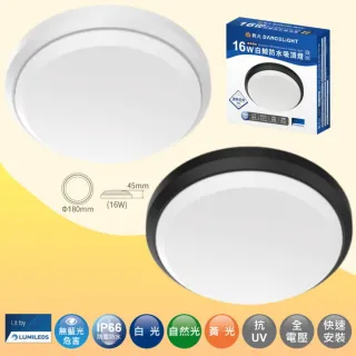 【DanceLight 舞光】2入組1-2坪 16W白鯨防水吸頂燈(走道 廁所 浴室 陽台 玄關 樓梯間)