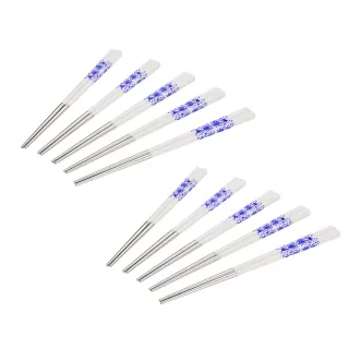 【Buffalo 牛頭牌】小牛彩晶不鏽鋼筷10雙-青花瓷(304不銹鋼筷/環保筷/筷子)
