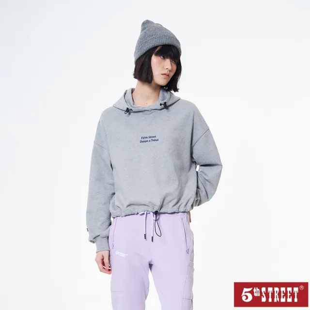 【5th STREET】女裝 連帽上衣 長袖 上衣 帽t 灰色(560921)