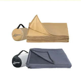【Litume】天鵝絨旅行毛毯 E650薄款 深藍灰/奶茶色 備用毯 旅行飛機毛毯 居家蓋毯  露營(悠遊戶外)