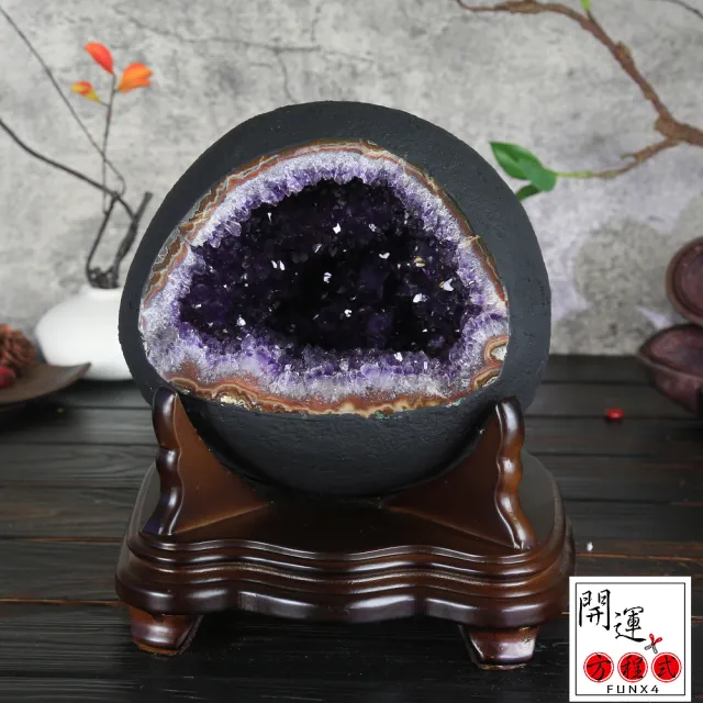 【開運方程式】紫晶洞l紫水晶洞豔紫心型錢袋子AGU757(4.8kg烏拉圭錢袋子)
