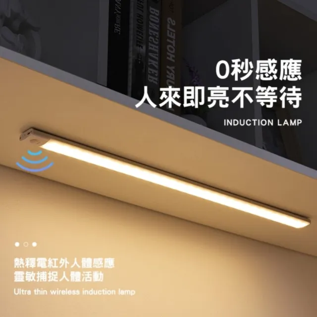 【沾光者】40cm 瞬亮超薄磁吸感應燈(磁吸感應燈 無極調光 房間走廊)