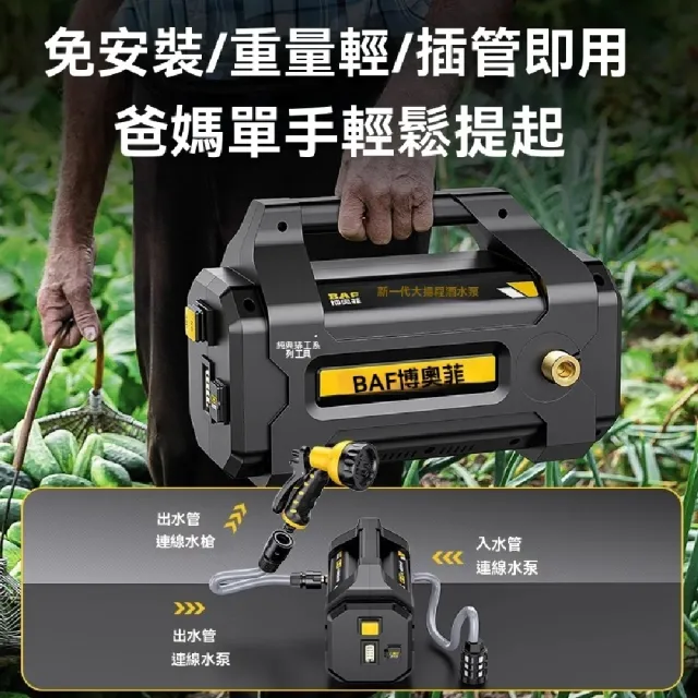【艾嘉圖】充電式抽水泵 小型農用灌溉機 菜地自動澆地澆水機 戶外澆菜 兩電35米防爆管 水管車