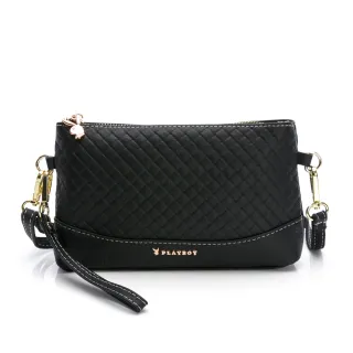 【PLAYBOY】真皮斜背包  Bacca系列(黑色)