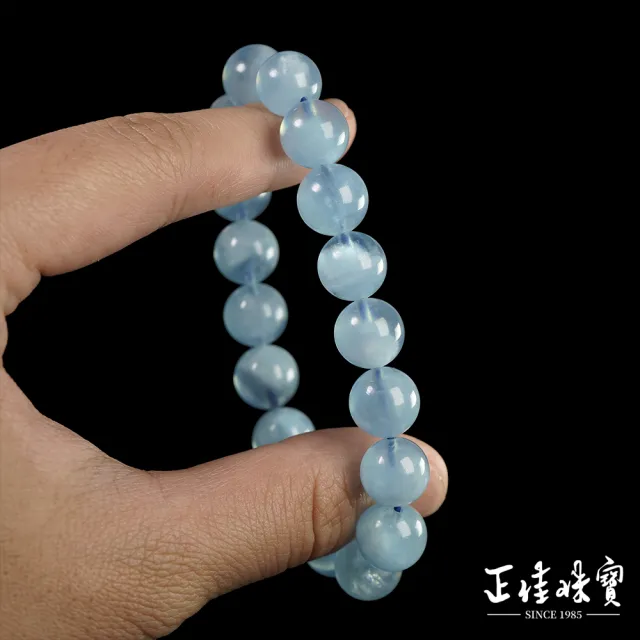 【正佳珠寶】海藍寶 頂級貓眼海藍寶 11.2-11.8mm 海藍寶手珠