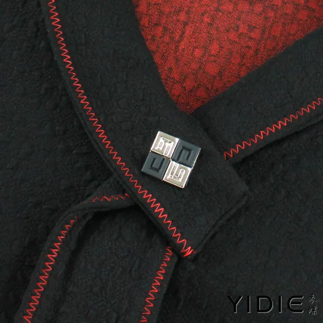 【YIDIE】造型領結玫瑰長洋裝-黑
