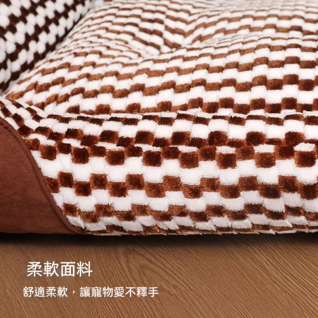 【艾嘉圖】方形寵物窩 毛絨棋盤格四季通用狗窩(墊子貓咪窩耐磨寵物床批發50*40*18CM)