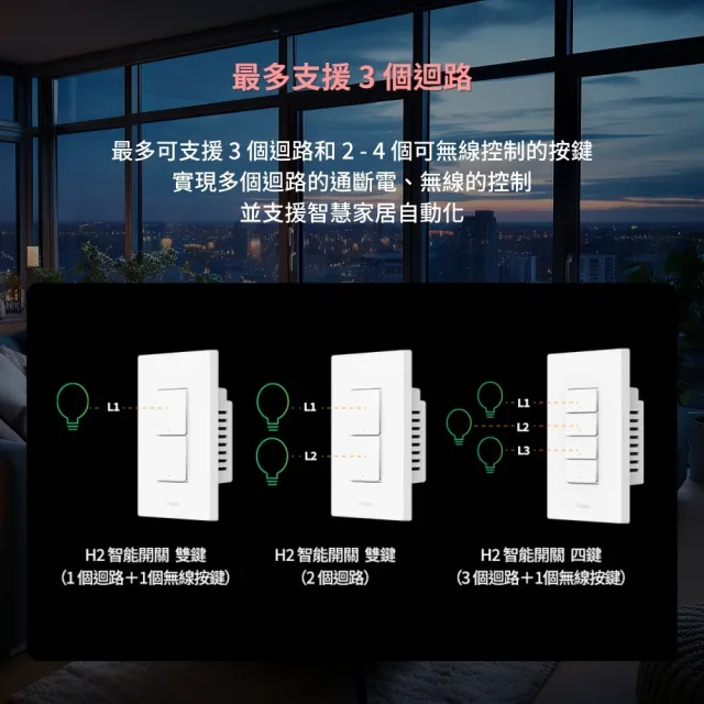 【Sioh 惜】Aqara H2 智能開關 雙鍵 1個迴路＋1個無線按鍵(支援Apple Homekit/Matter)