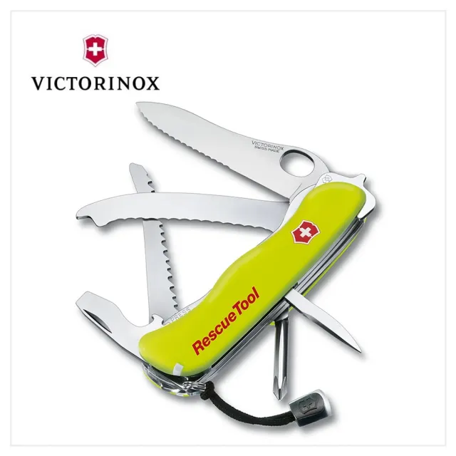 【VICTORINOX 瑞士維氏】Rescue Tool 13用瑞士刀/螢黃(0.8623.MWN)
