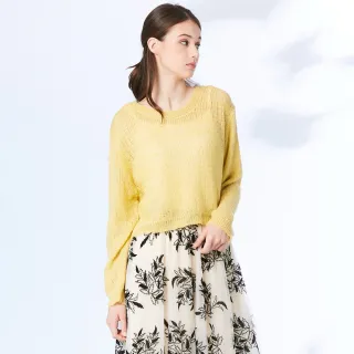【GLORY21】網路限定款-etc.金屬亮片紗線造型羊毛針織上衣(黃色)
