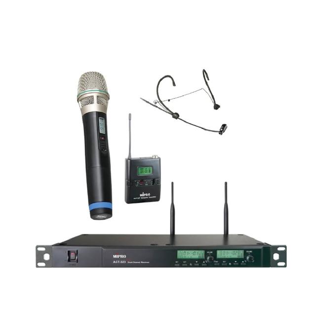 【MIPRO】ACT-323PLUS 配1頭戴+1手握32H/MU80麥克風(雙頻道自動選訊無線麥克風)