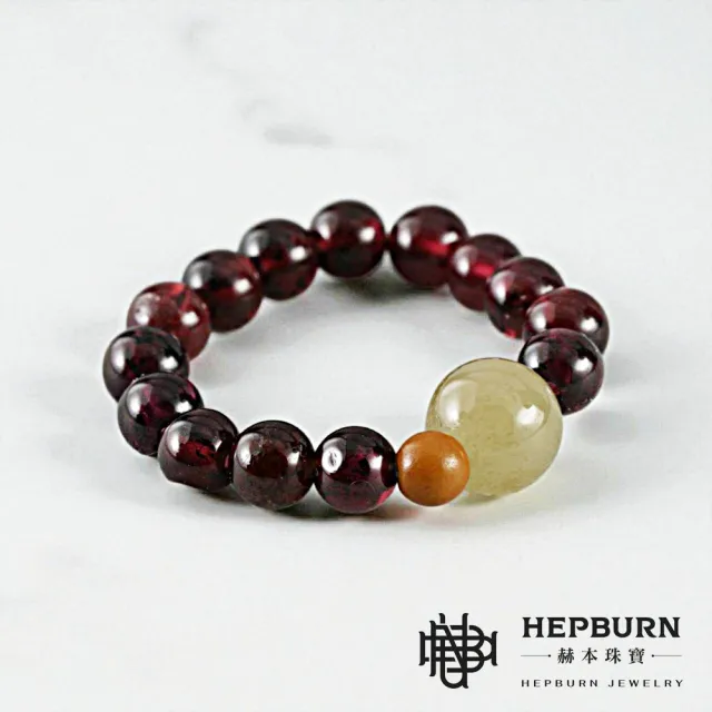 【赫本珠寶】石榴石和田玉橄欖核戒指