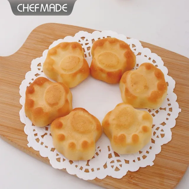 【Chefmade 學廚】宇宙工作室 貓咪腳印模具 貓爪蛋糕模(WK9965-6金色不沾貓爪型蛋糕模六件套)