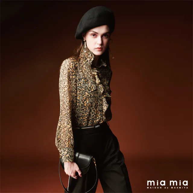 【mia mia】抽像豹紋荷葉領上衣