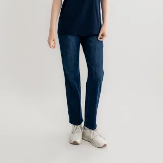 【Arnold Palmer 雨傘】女裝-彈性中腰直筒牛仔褲(藍色)