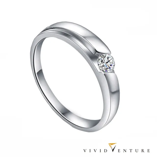【Vividventure 亞帝芬奇】14K 天然鑽石 GIA 30分 FSI2 戒指+10分 鑽石 男戒 愛的軌跡(結婚 對戒 套組)